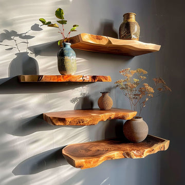 Live Edge Floating Shelves for Wall Display