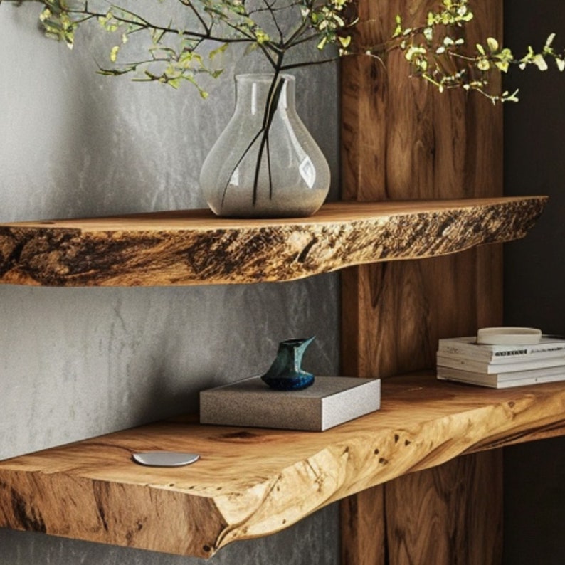 Rustic Live Edge Floating Shelf