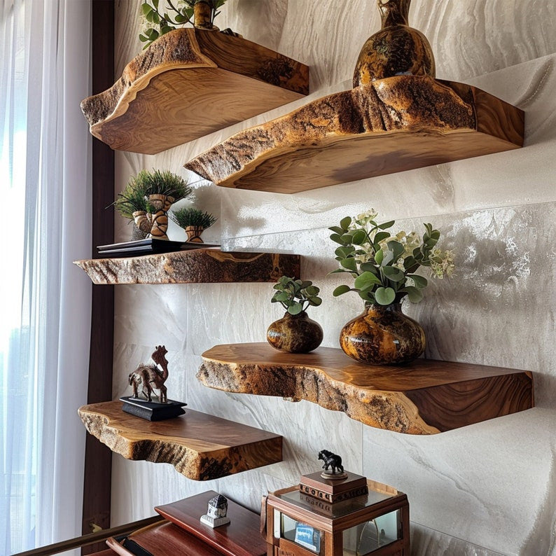 Live Edge Floating Shelf Display