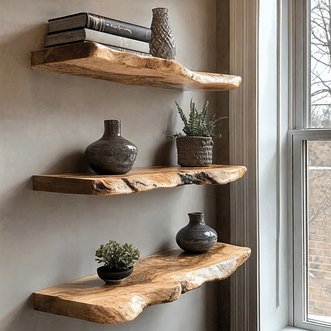 Wooden Wall-Mounted Floating Shelves