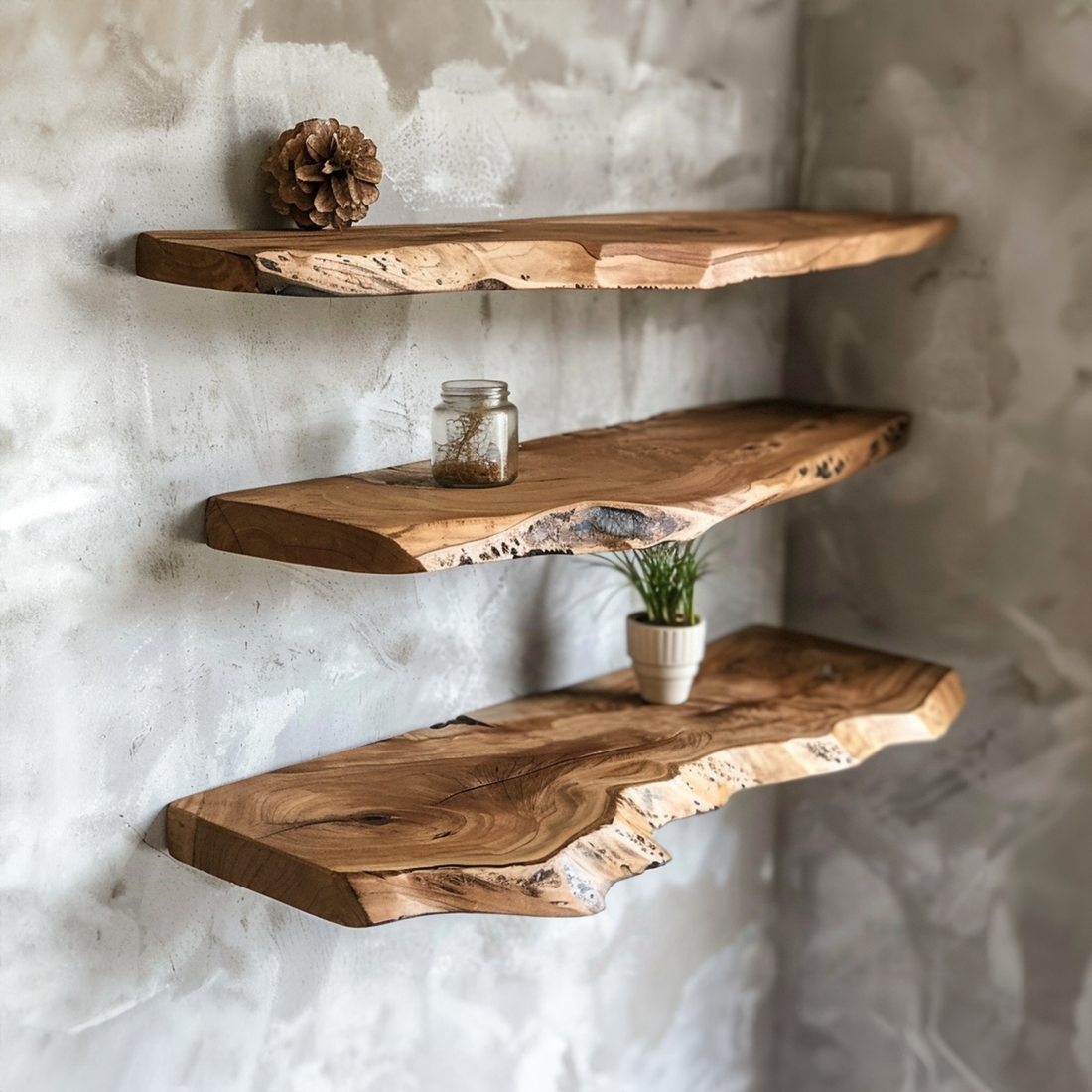 Reclaimed Wood Wall-Mounted Shelf