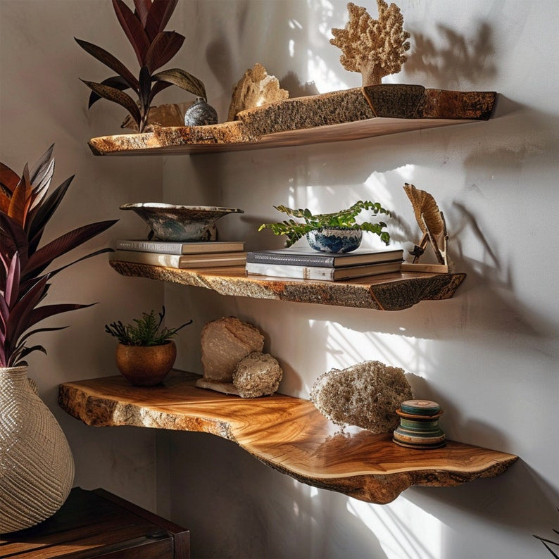 Live Edge Floating Wall Shelves