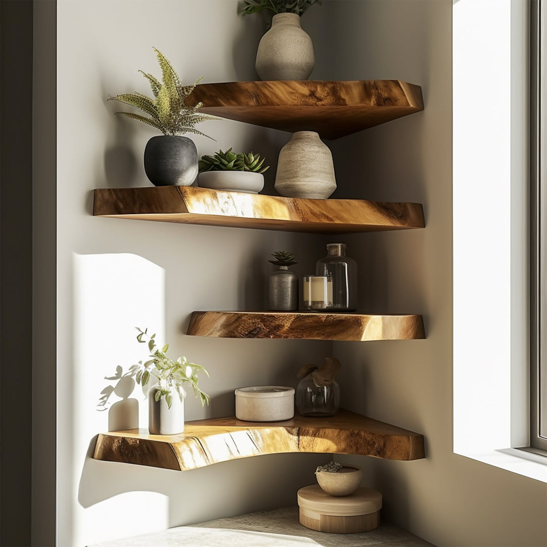 L-Shaped Floating Corner Shelves for Stylish Decor