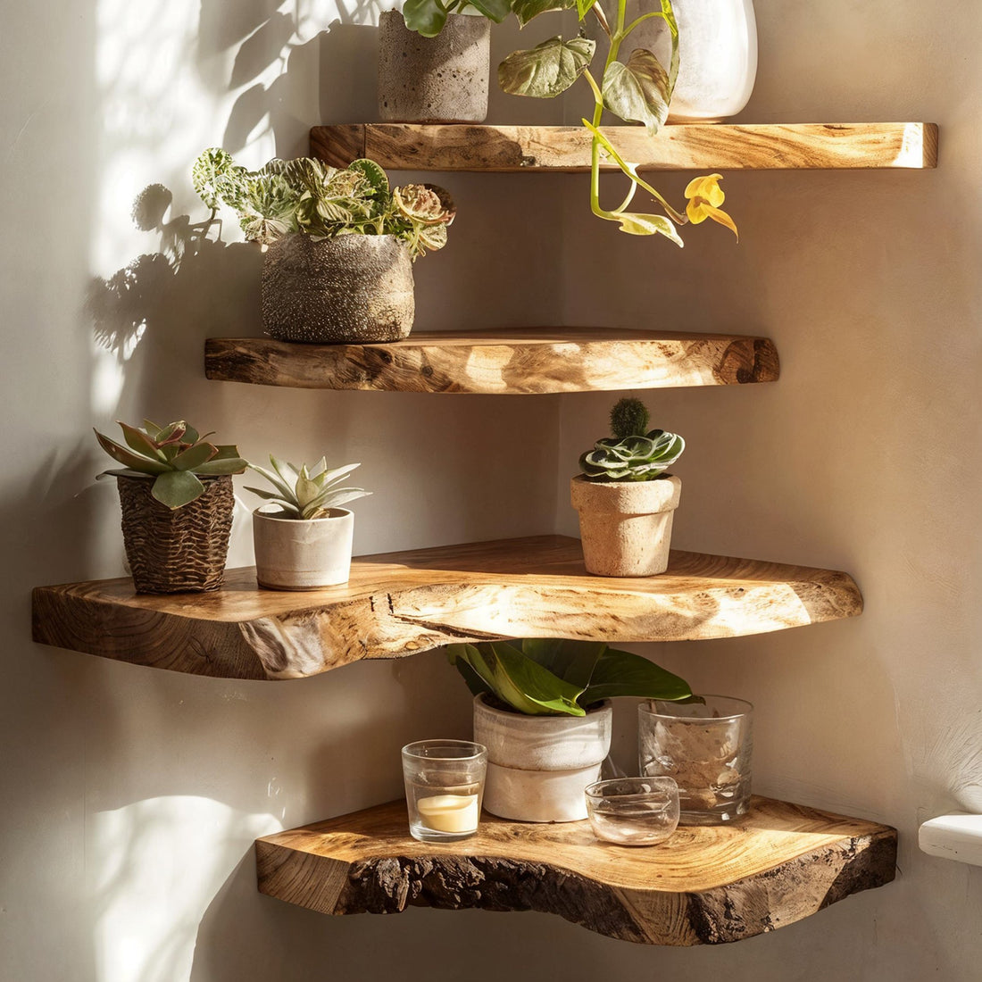 L-Shaped Floating Corner Shelves for Decor