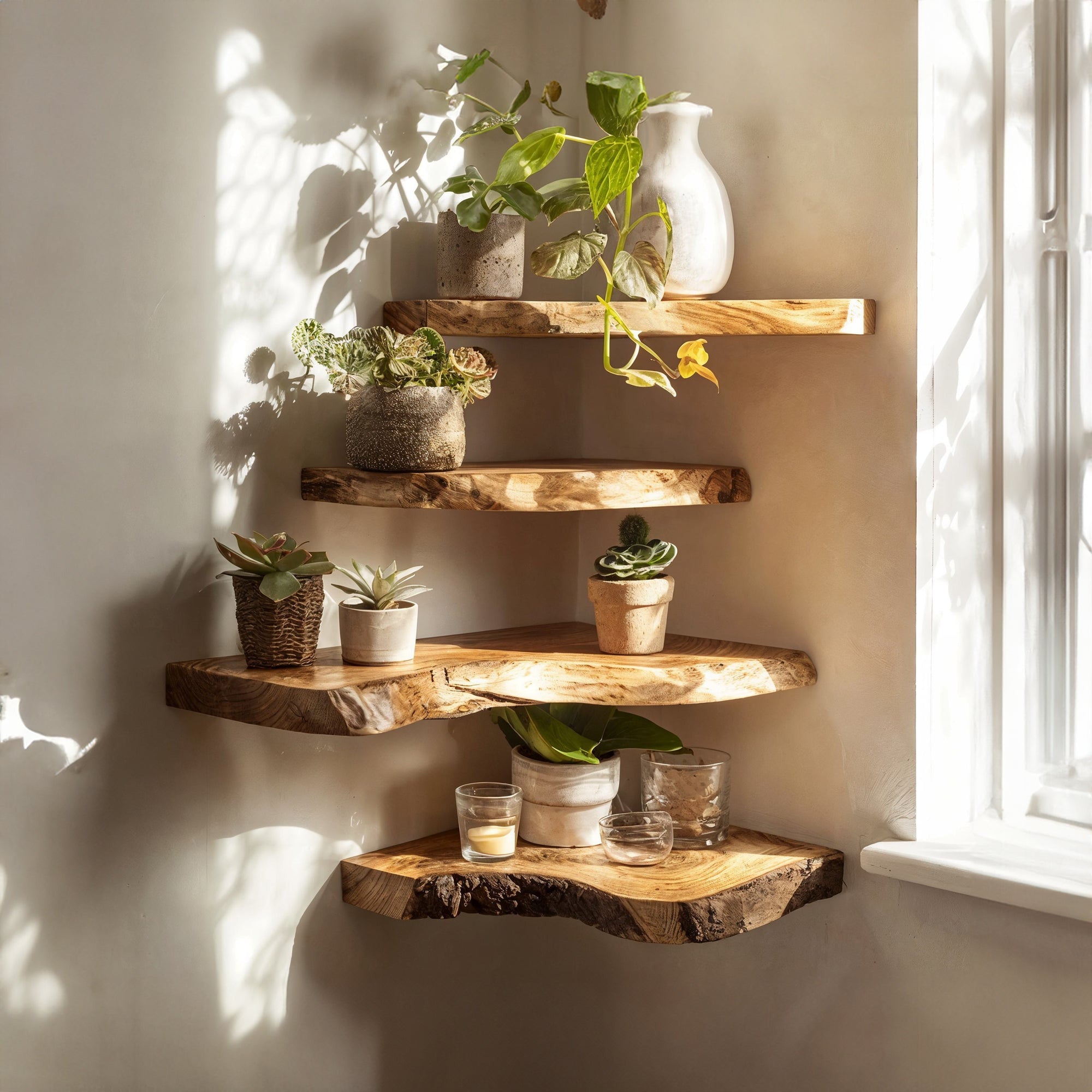 L-Shaped Floating Corner Shelves for Decor