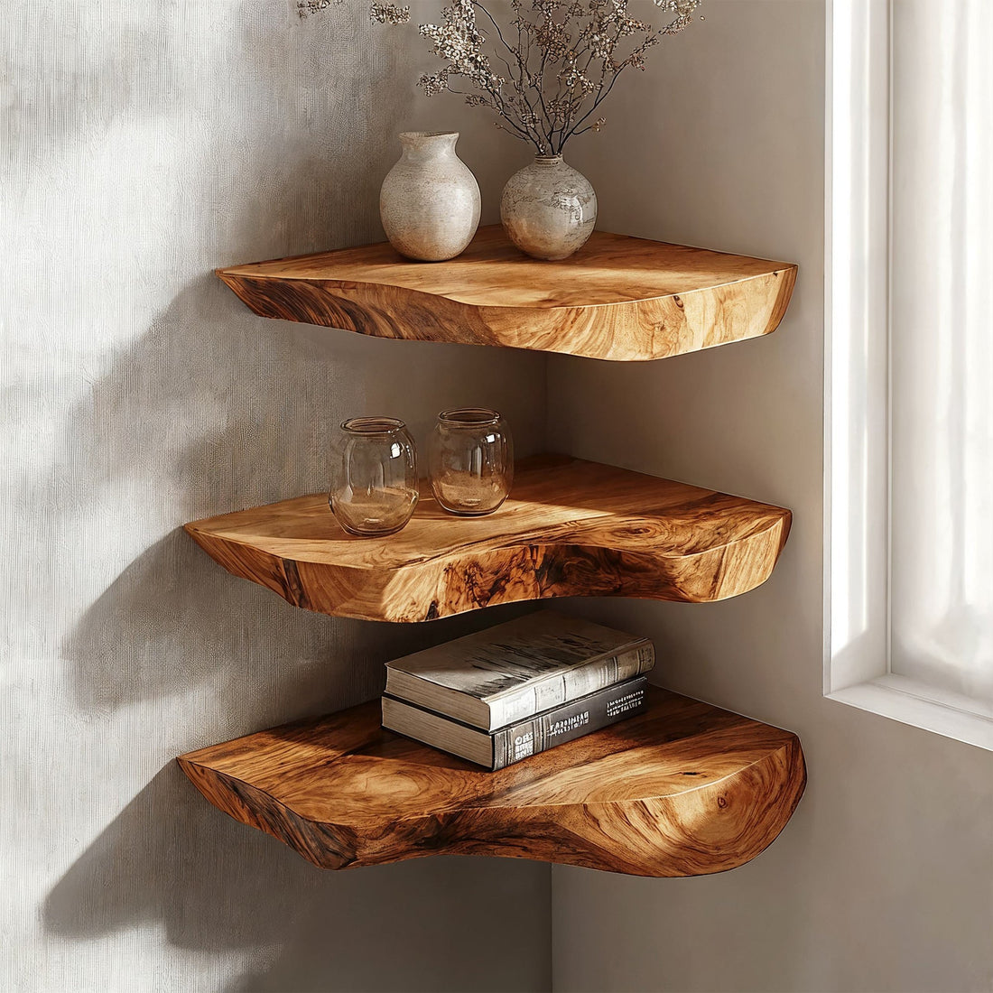 Stylish Floating Edge Corner Shelves