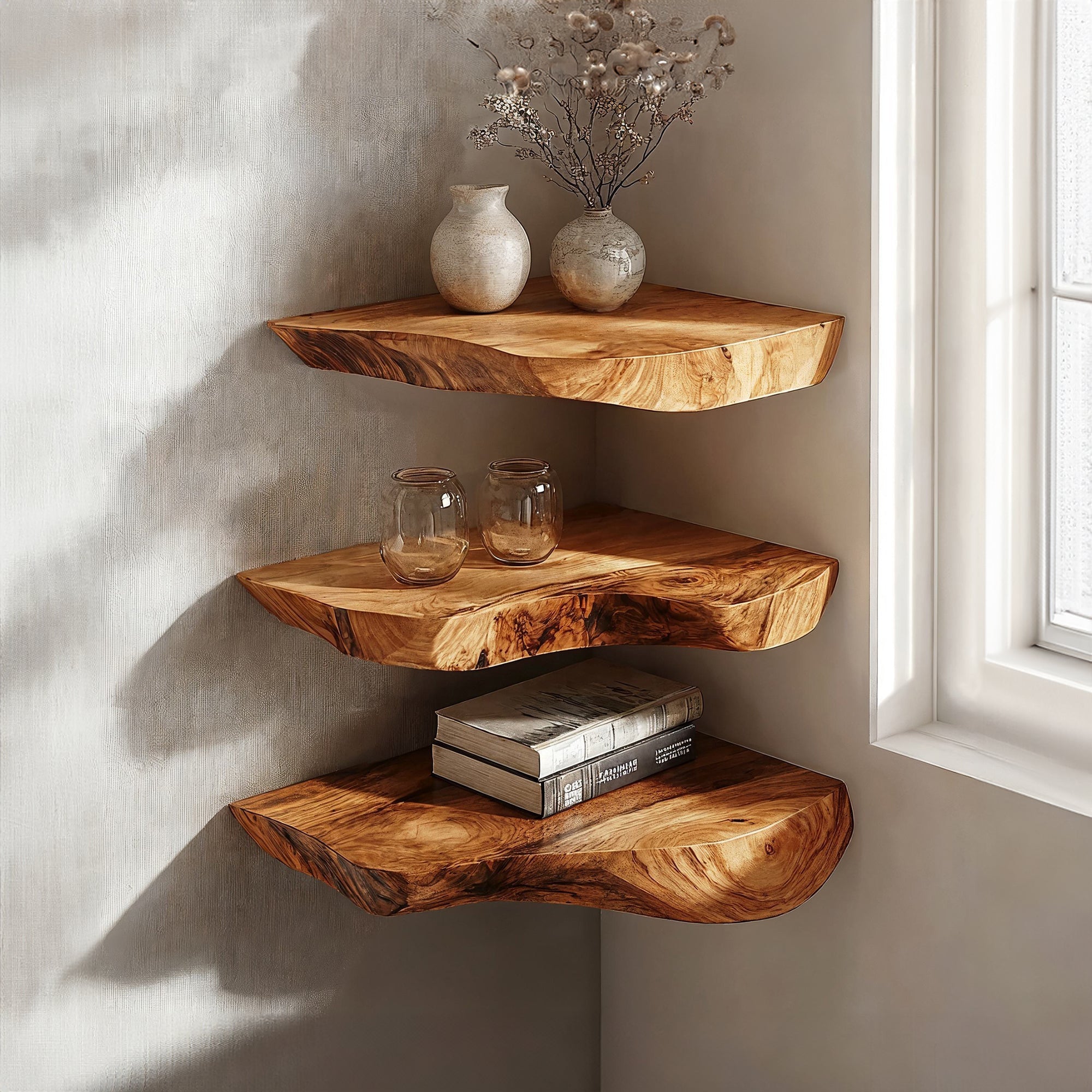 Stylish Floating Edge Corner Shelves