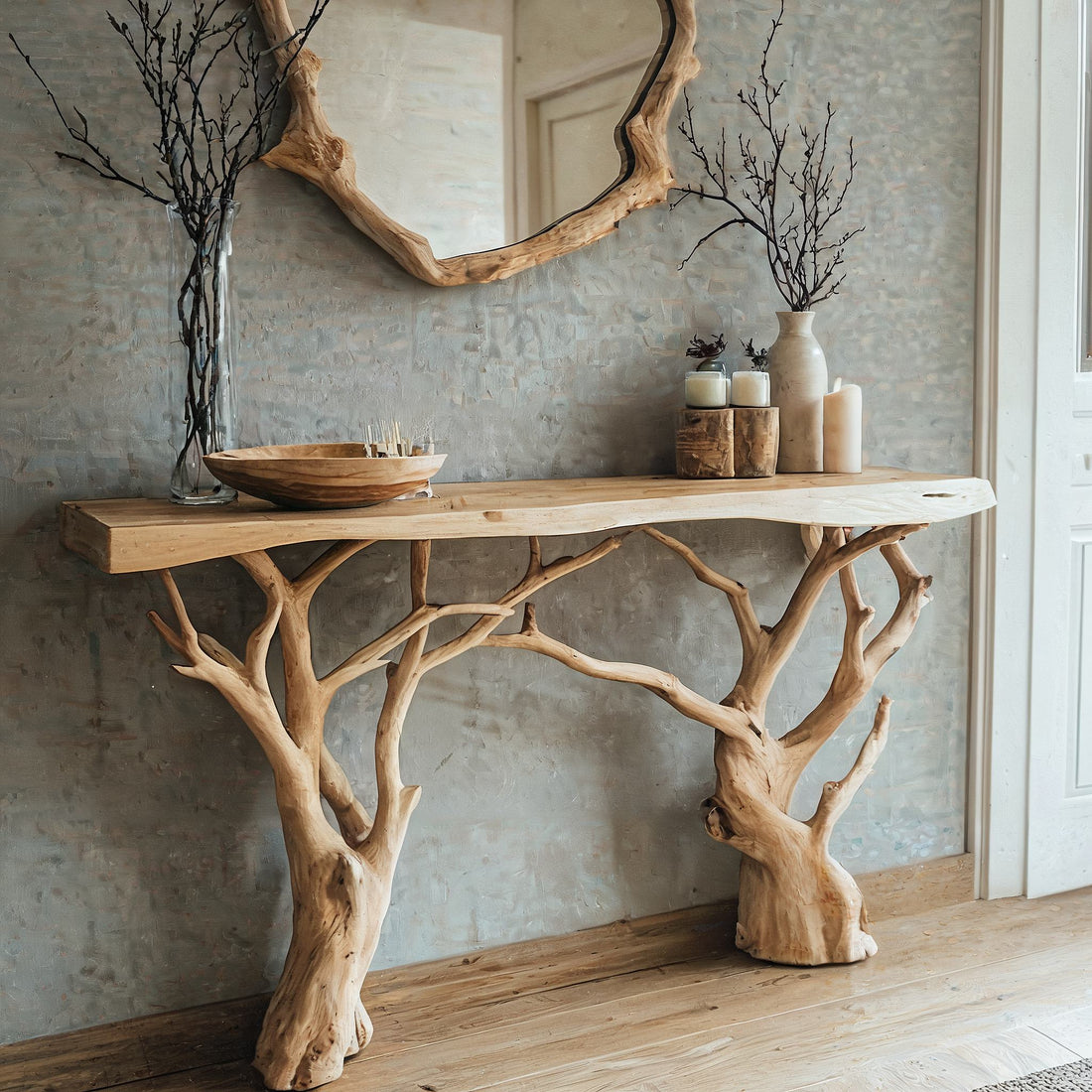 Floating Edge Entry Console Table Decor