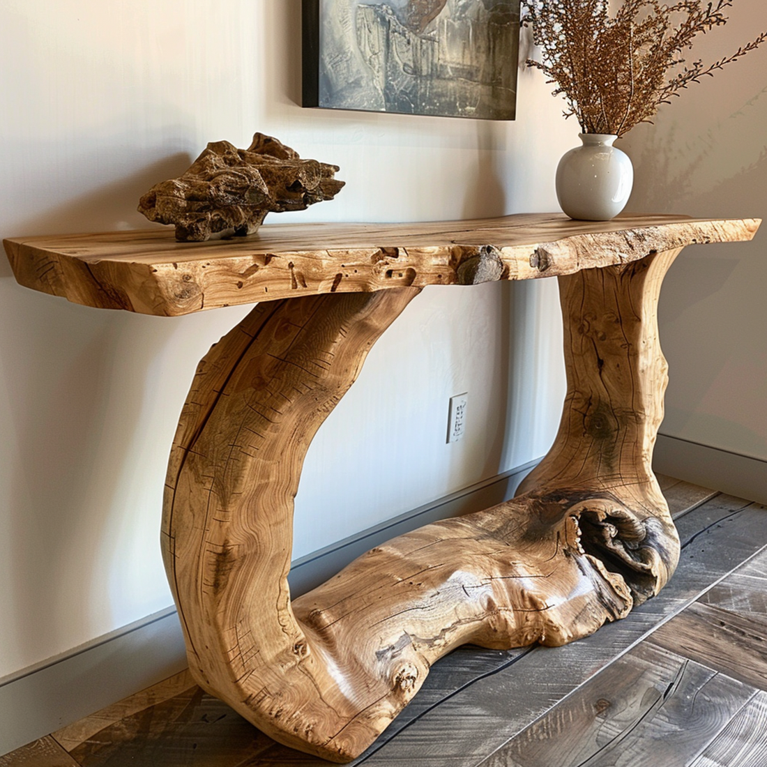 Handmade Rustic Natural Wood Console Table