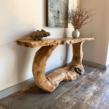 Handmade Rustic Natural Wood Console Table