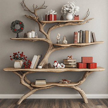 Custom Console Table with Driftwood Bookshelf