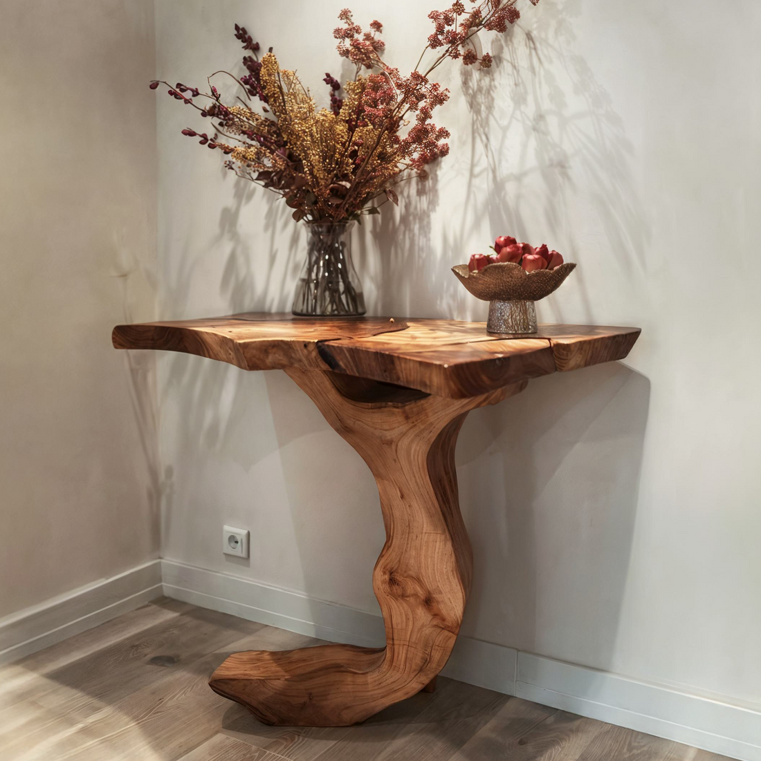 C-Shaped Rustic Console Table