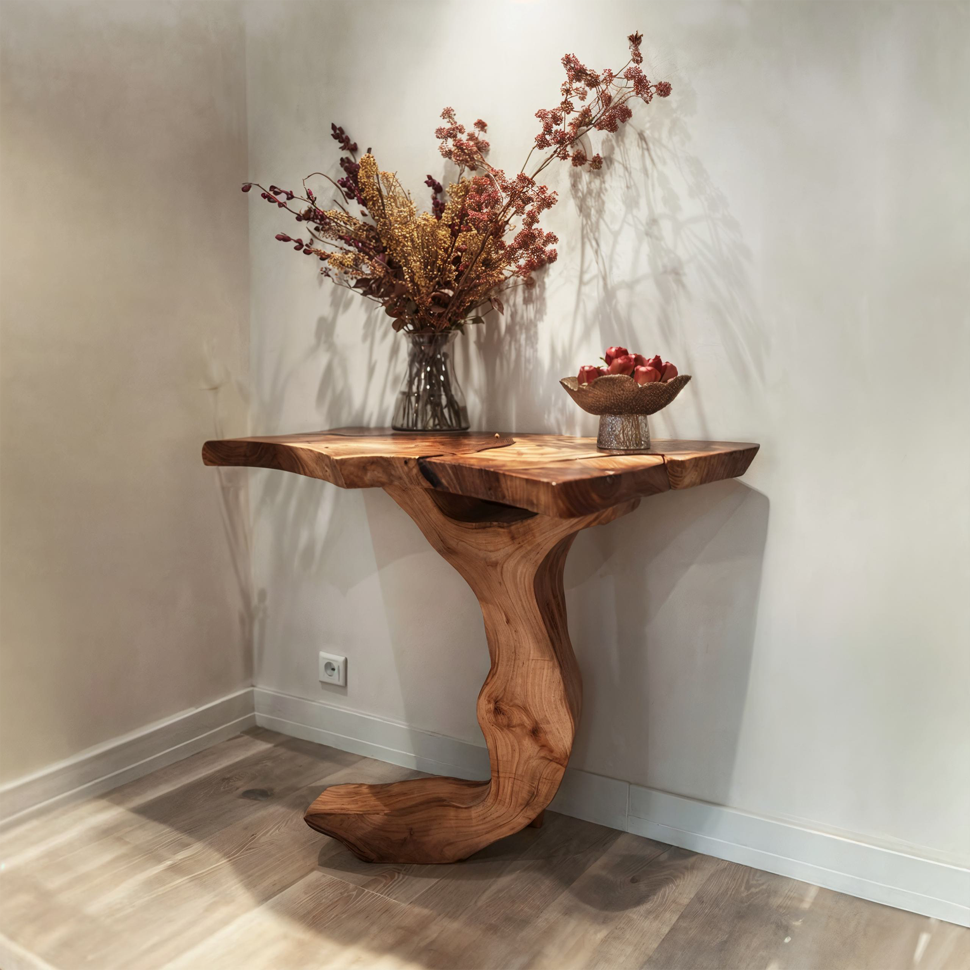 C-Shaped Rustic Console Table