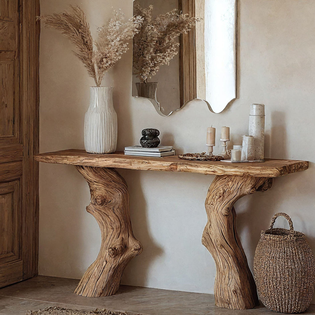 Handcrafted Wood Entry Console Table