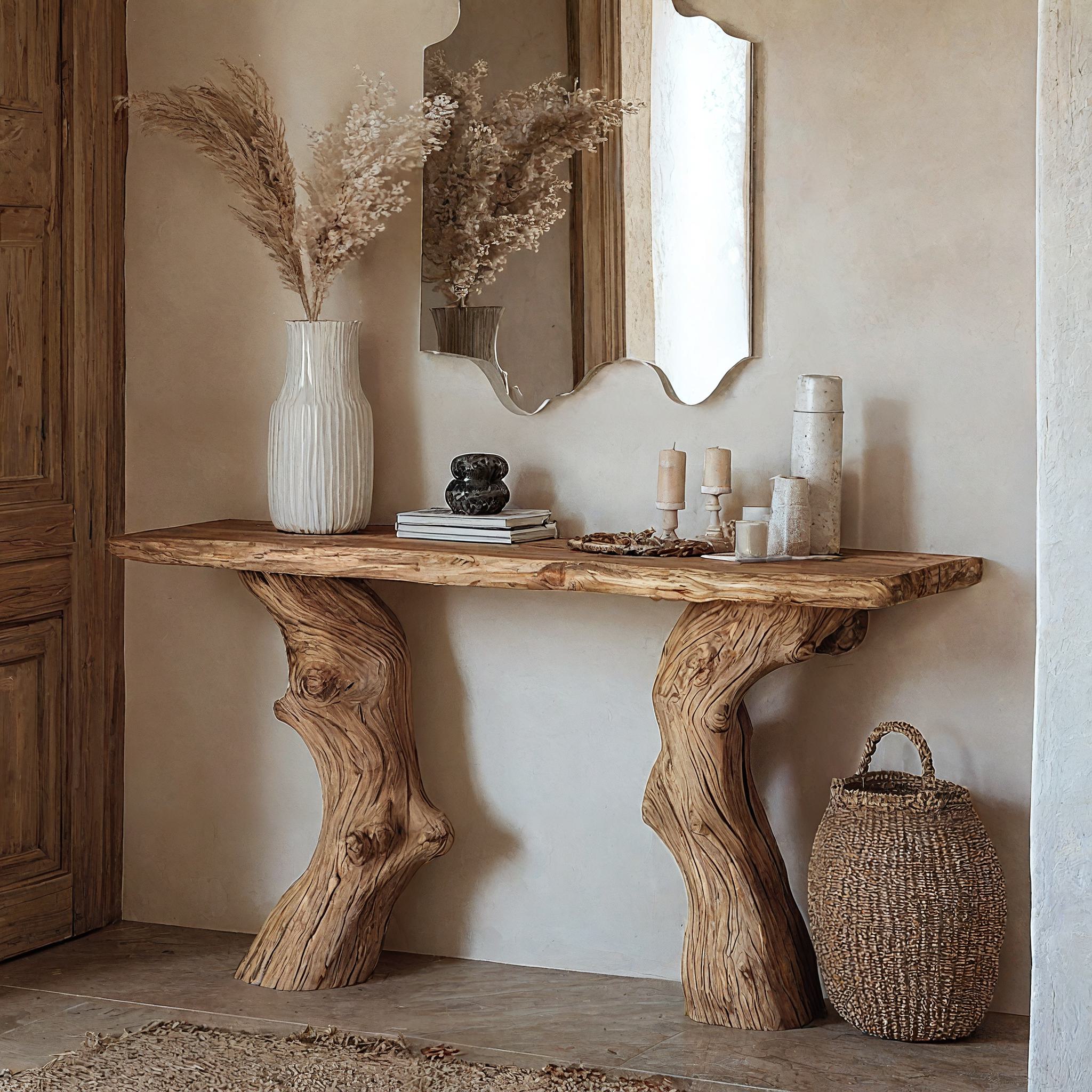 Handcrafted Wood Entry Console Table