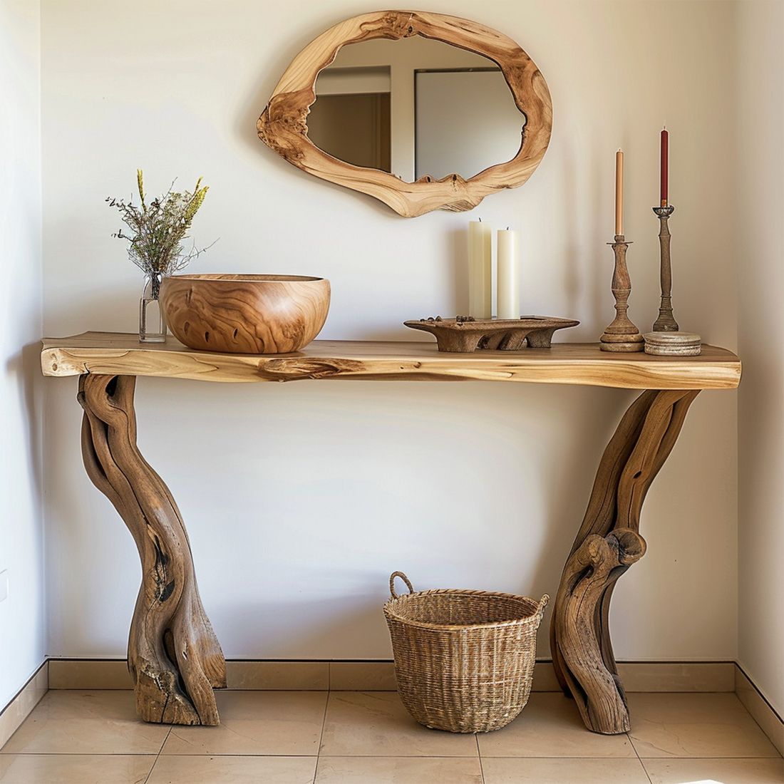 Rustic Solid Wood Side Table