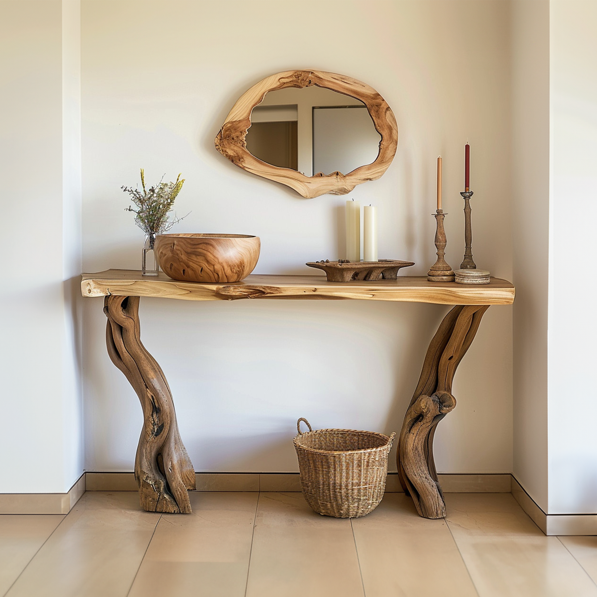 Rustic Solid Wood Side Table