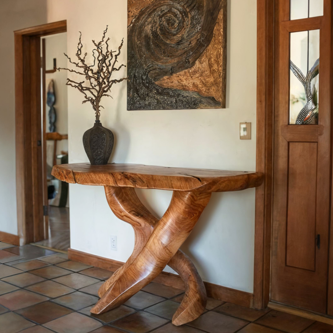 Solid Wood Live Edge Console Table