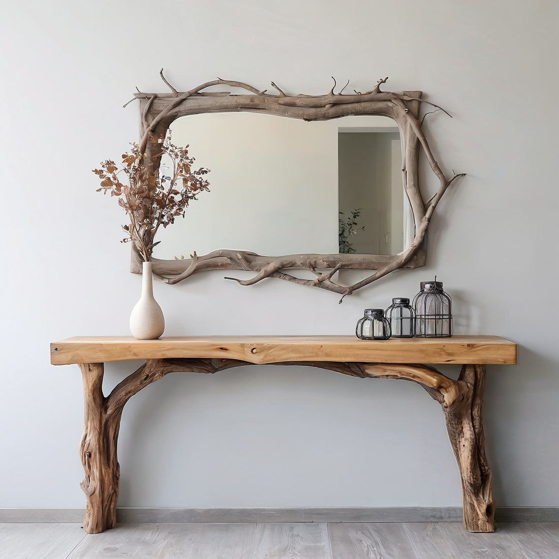 Handcrafted Floating Edge Entry Console Table