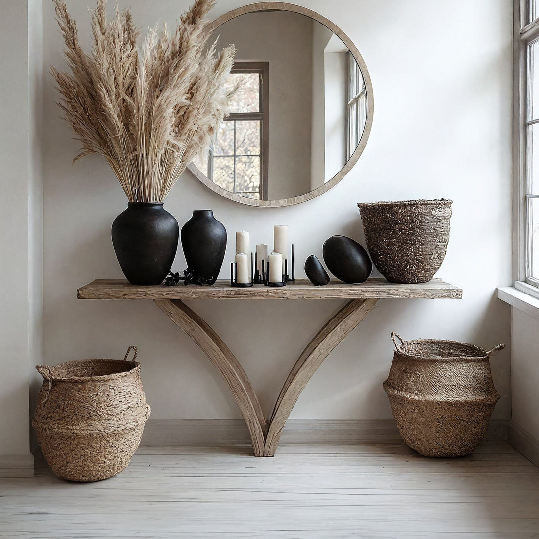 Wood Entryway Console Table Decor