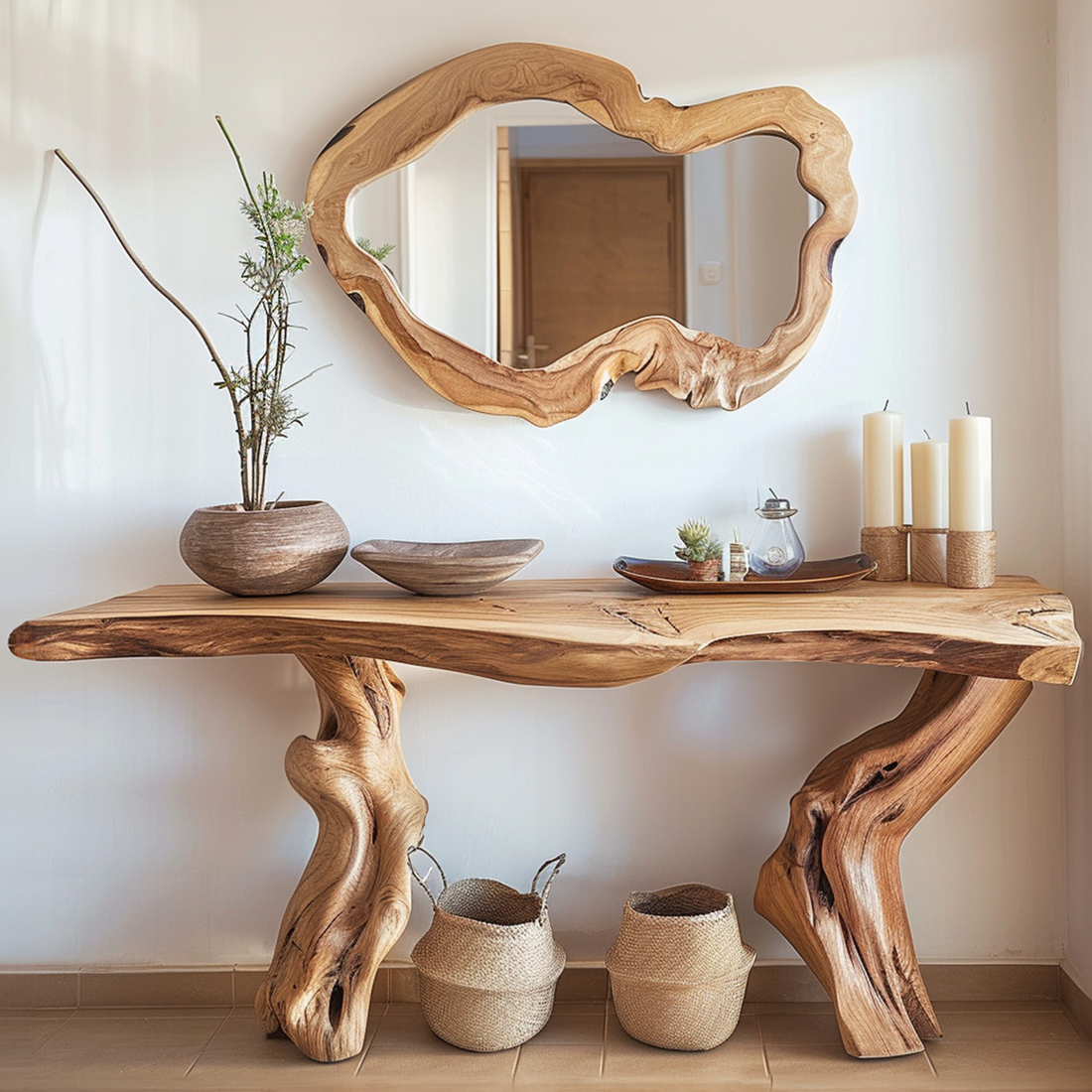 Rustic Wood Console Table for Farmhouse Style