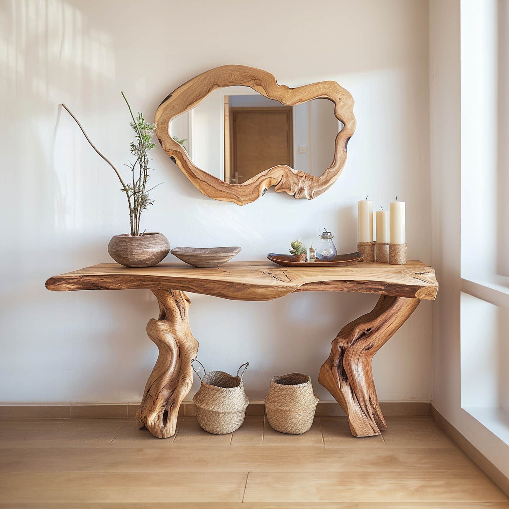 Rustic Wood Console Table for Farmhouse Style