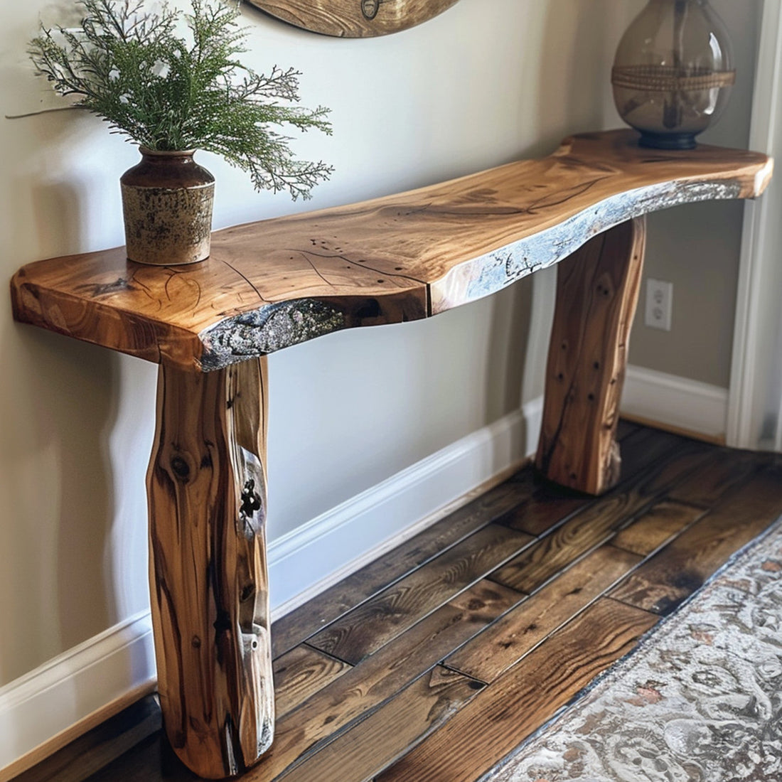 Rustic Side Table with Dark Wood Console