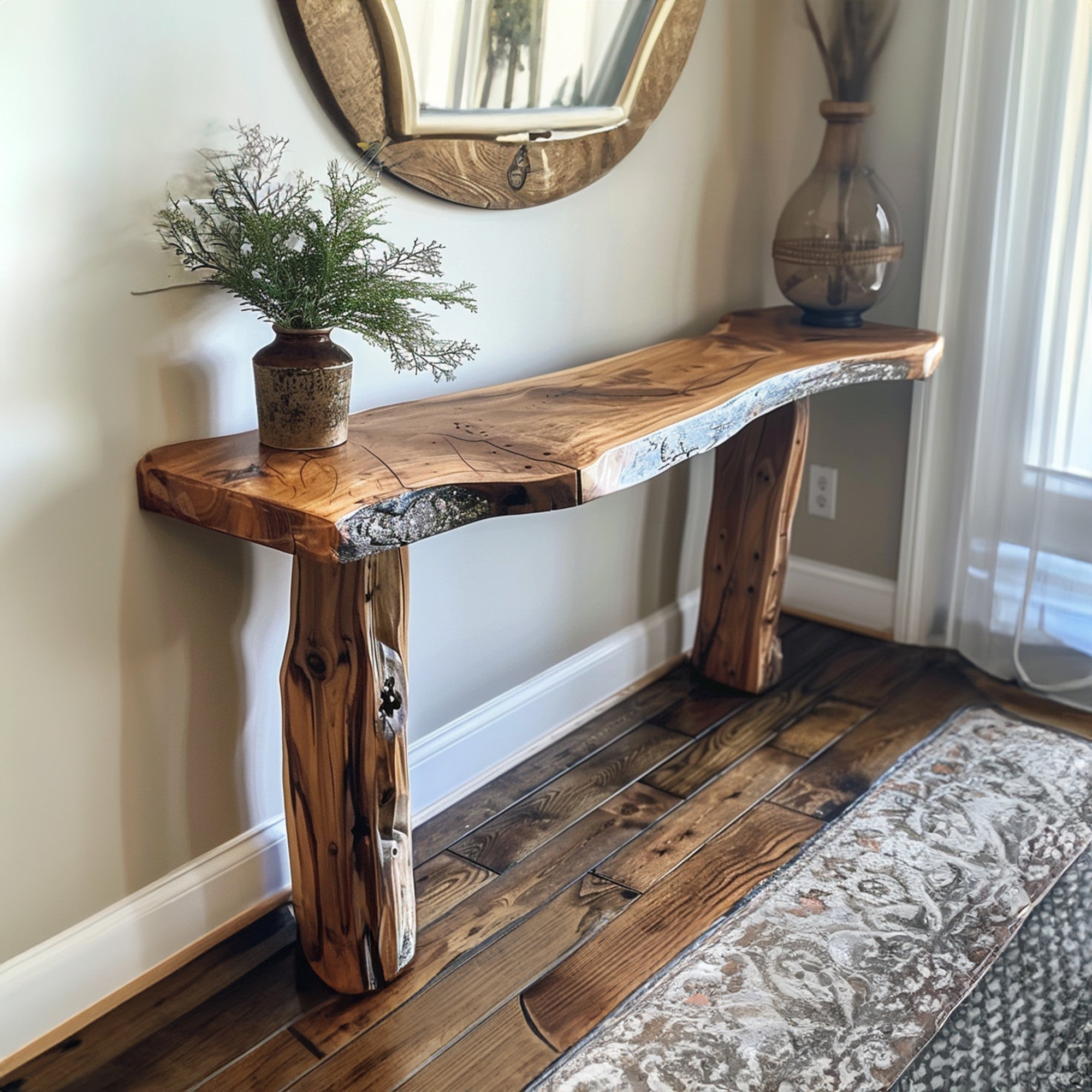 Rustic Side Table with Dark Wood Console