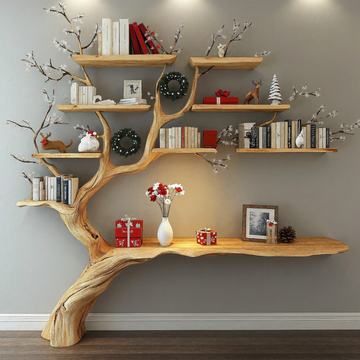 Solid Wood Console Table with Tree Branch Shelf