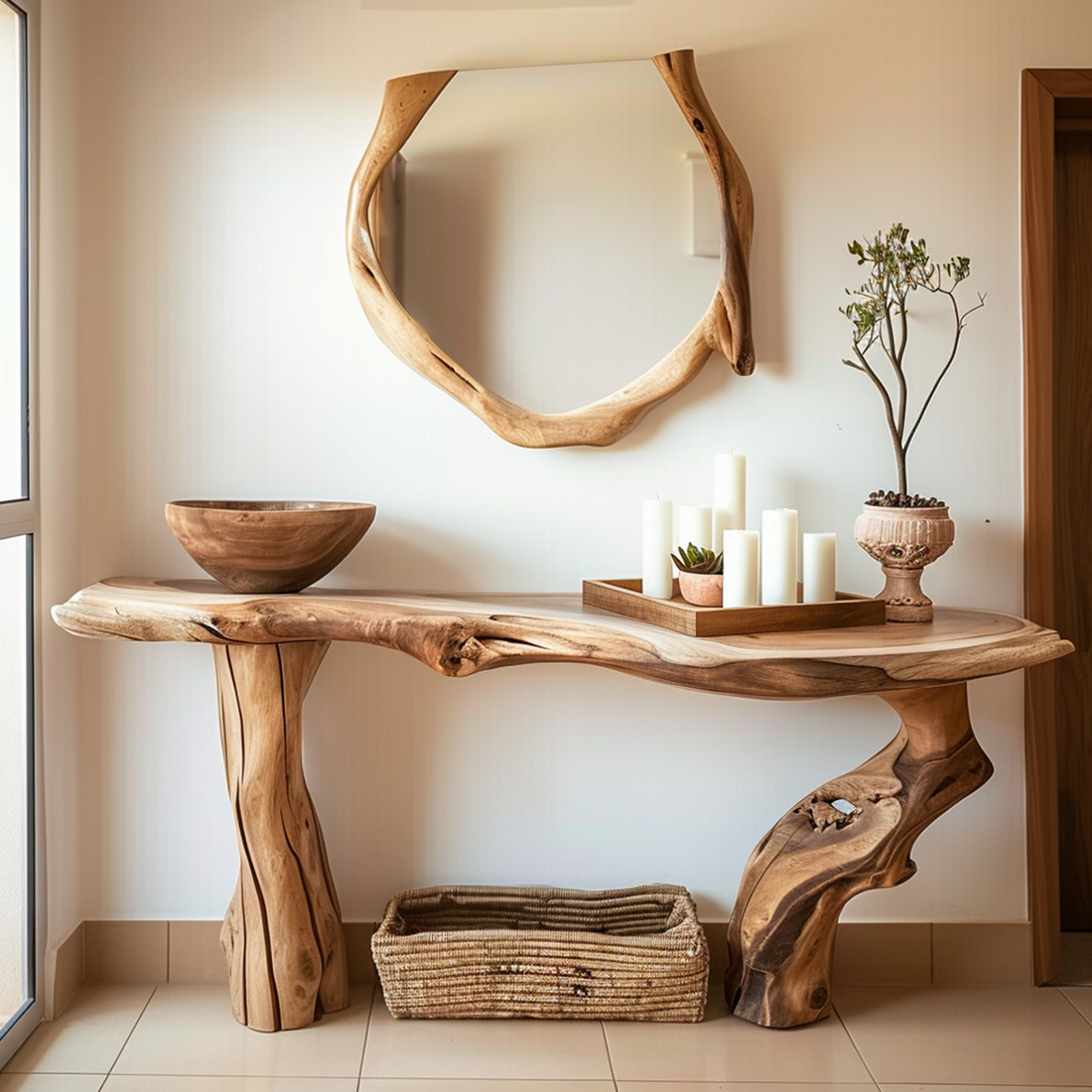 Live Edge Bedside Console Table