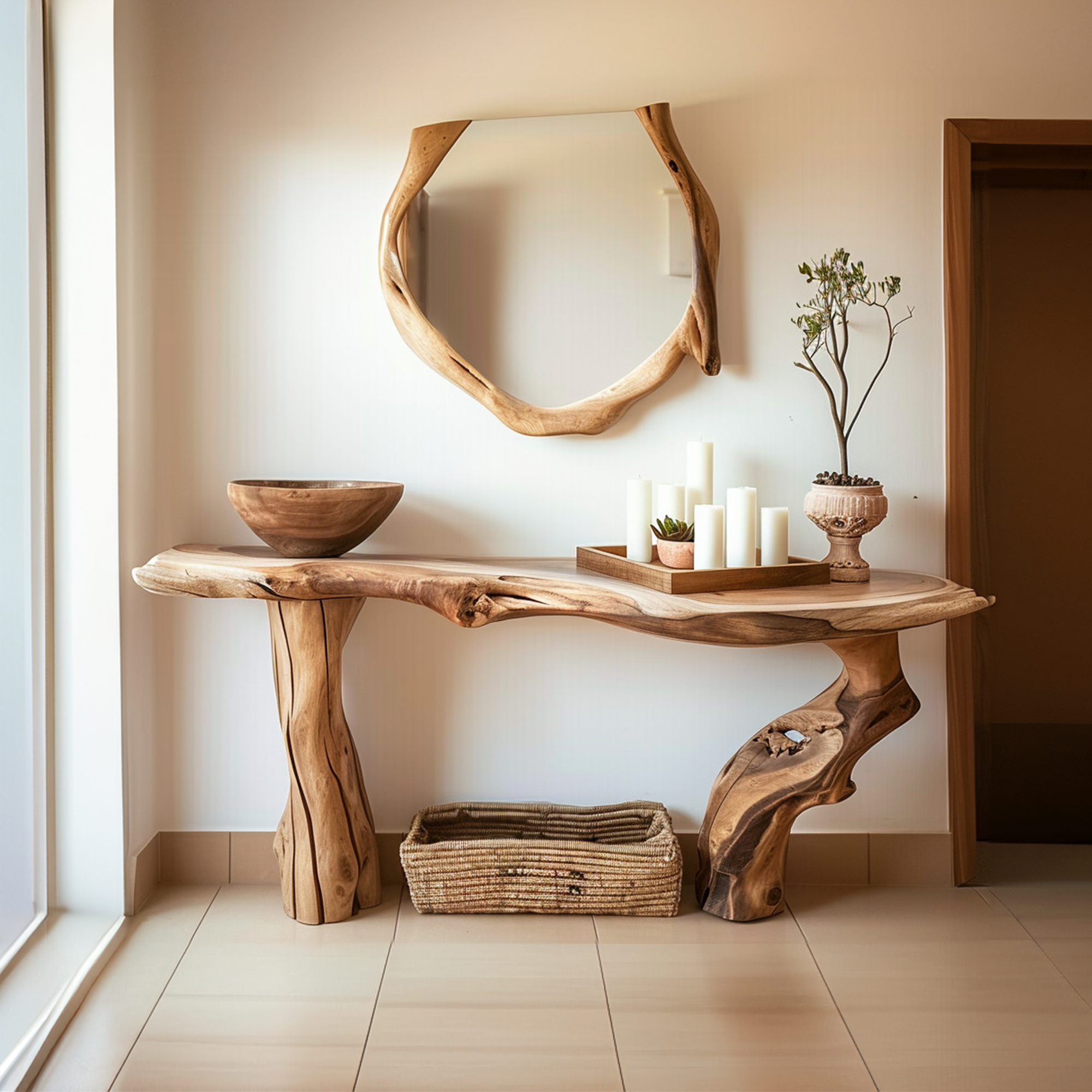 Live Edge Bedside Console Table