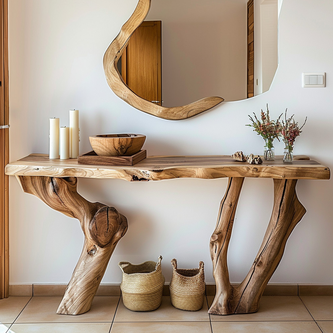 Narrow Rustic Entryway Console Table