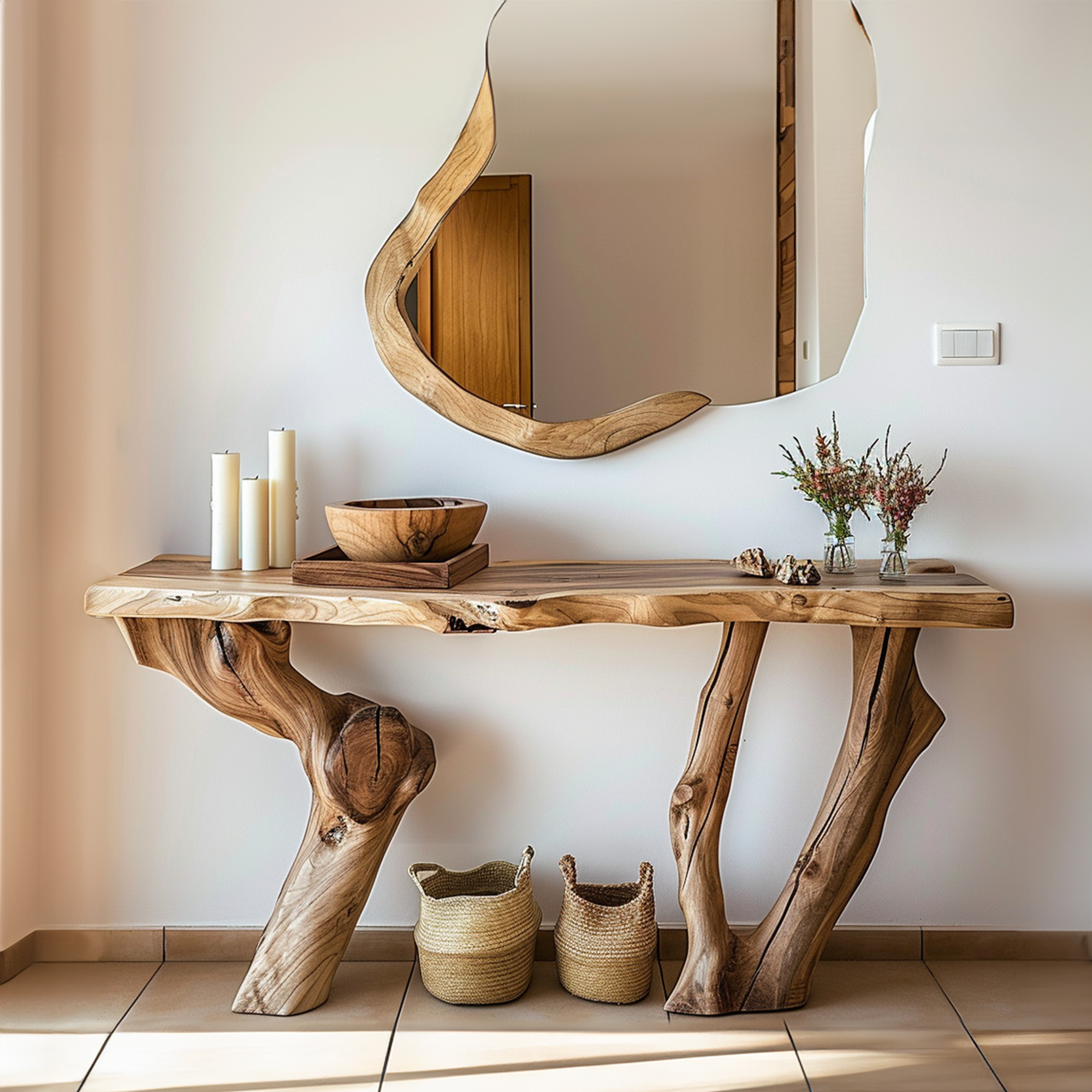 Narrow Rustic Entryway Console Table