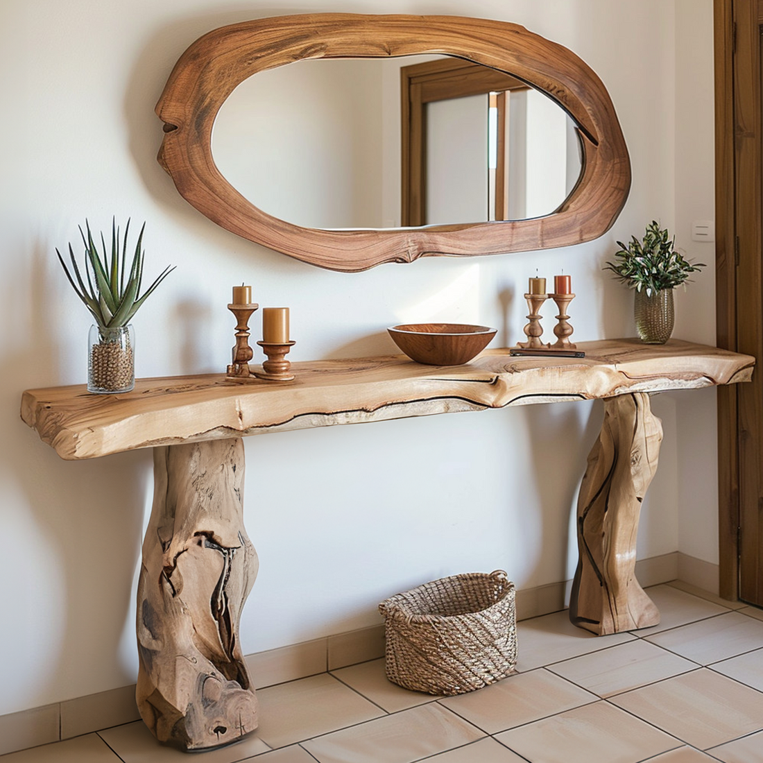 Reclaimed Live Edge Console Table