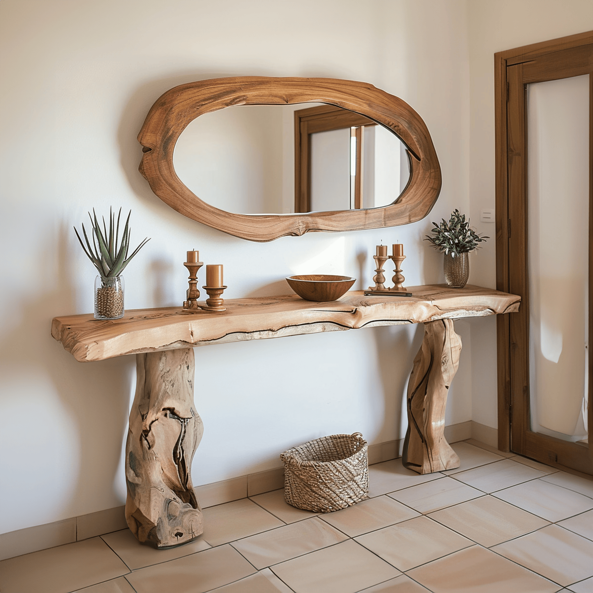 Reclaimed Live Edge Console Table