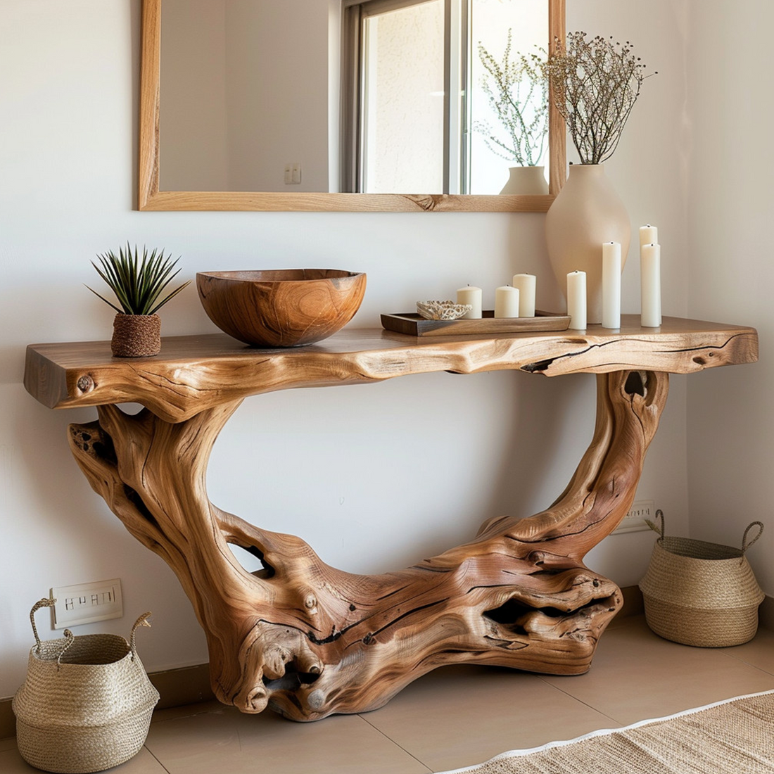 Narrow Solid Wood Console Table