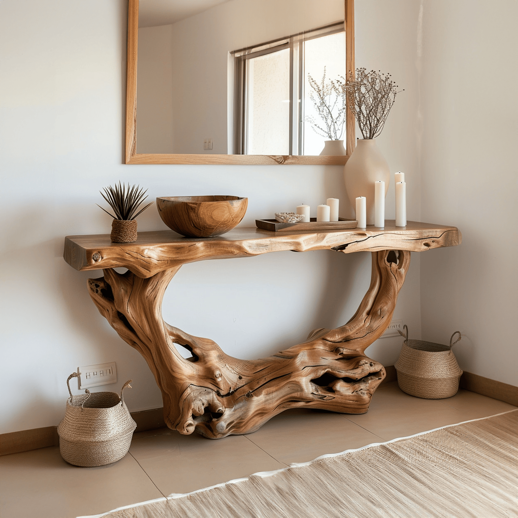 Narrow Solid Wood Console Table