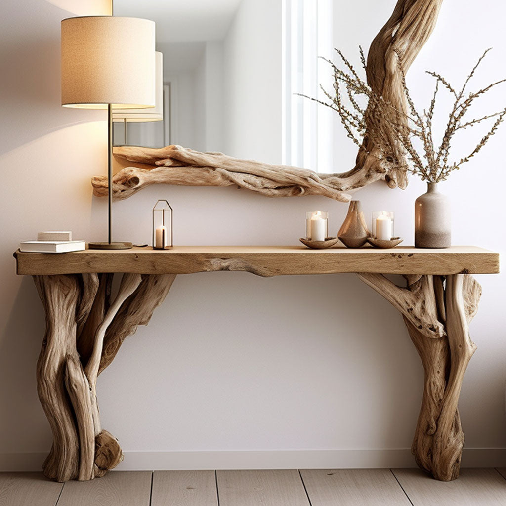 Narrow Floating Wooden Console Table