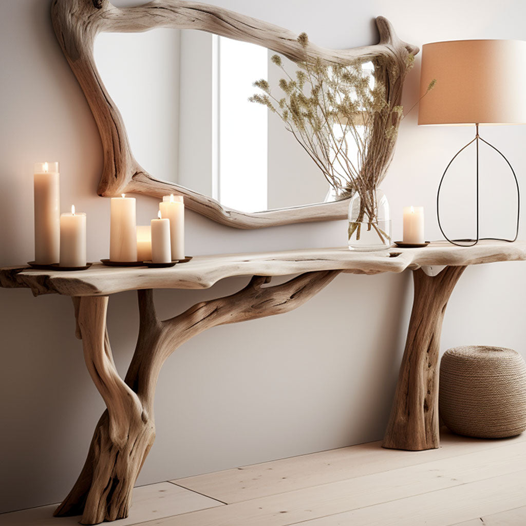 Narrow Floating Wooden Side Table