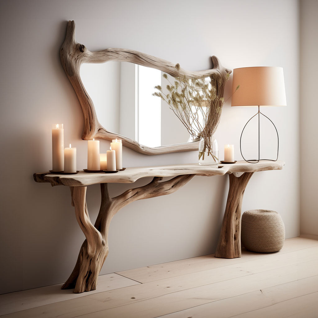 Narrow Floating Wooden Side Table