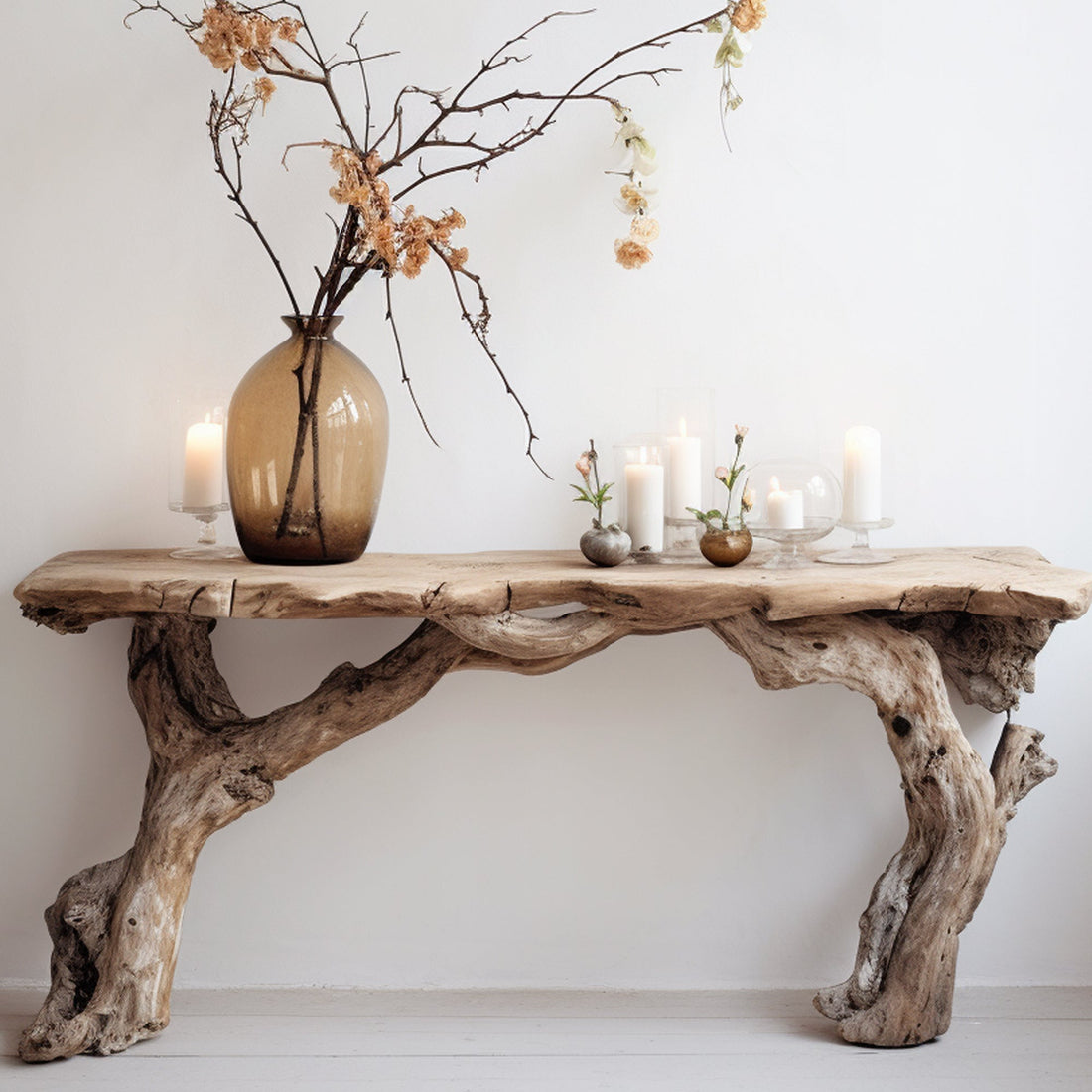 Living Edge Console Table in Farmhouse Style