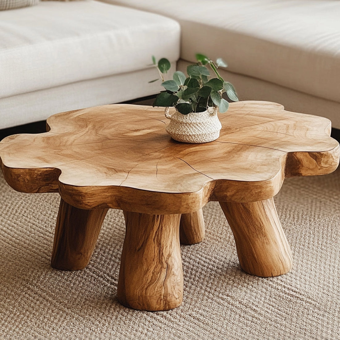 Living Edge Wood Coffee Table Design