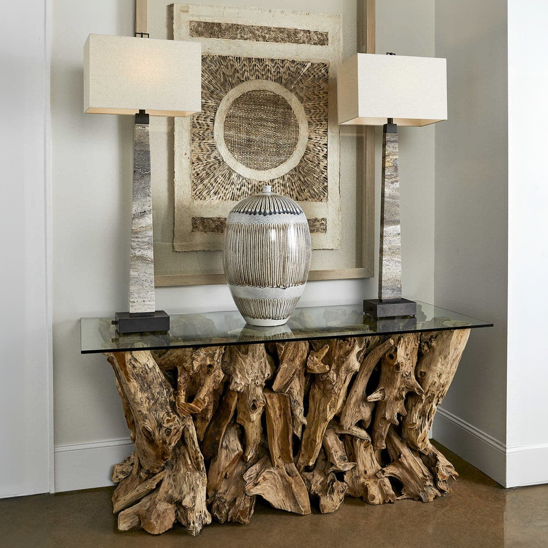 Teak Wood Root Coffee Table Design