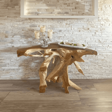 Distinctive Teak Root Console Table Design