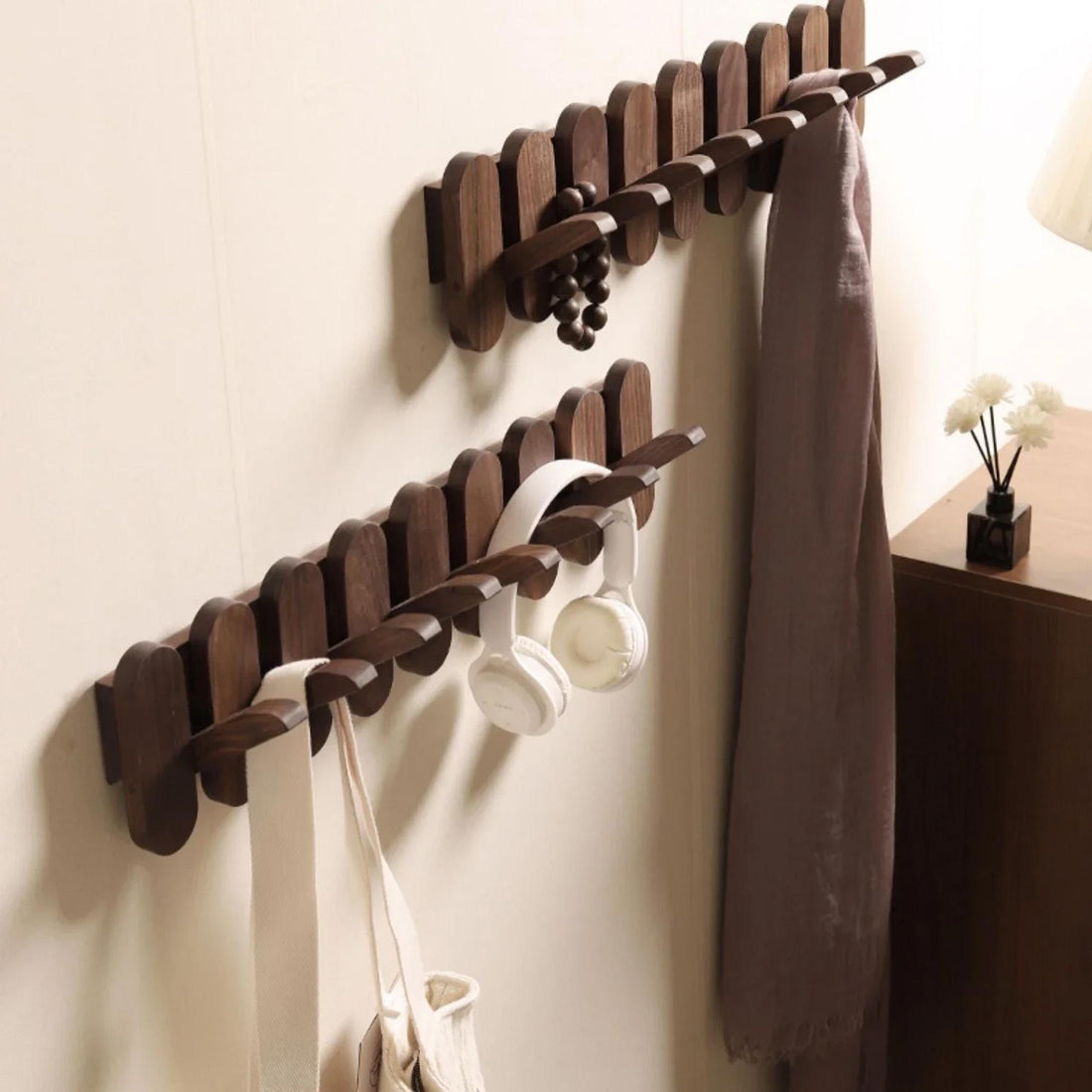 Solid Wood Piano Design Coat Rack