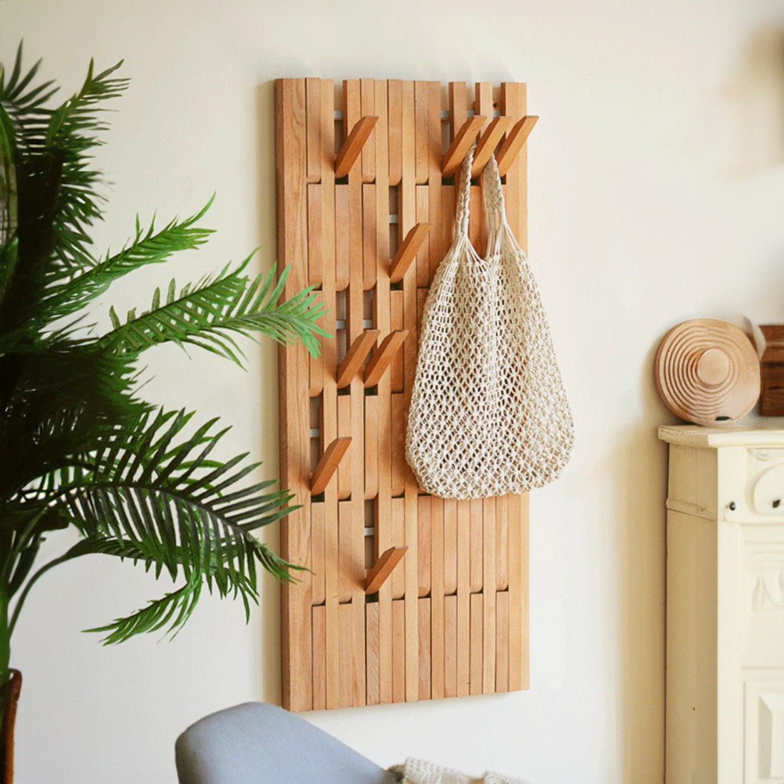 Walnut Piano-Inspired Coat Rack