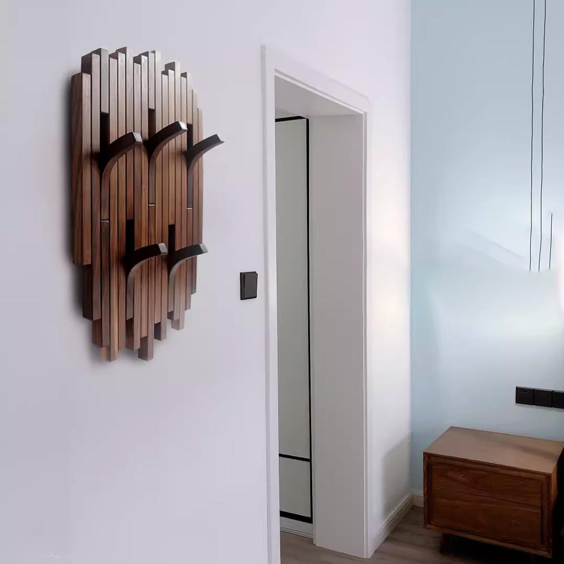 Solid Wood Wall-Mounted Coat Rack