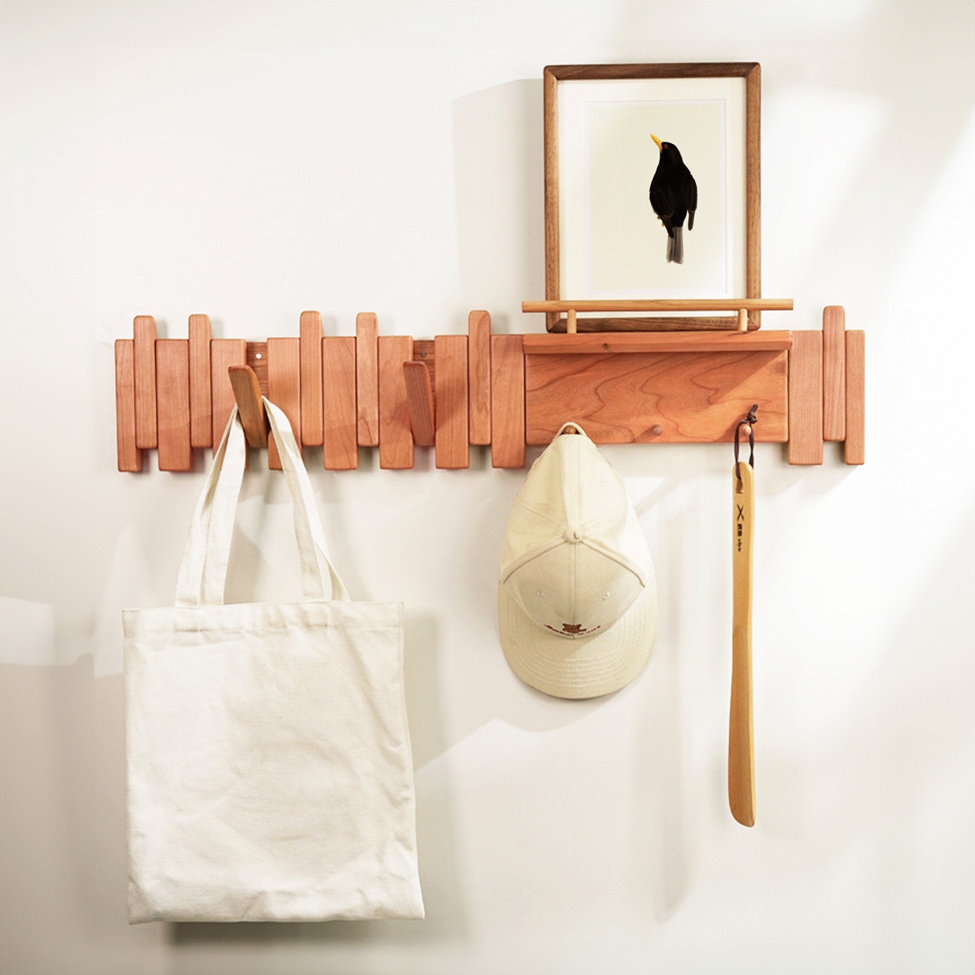 Walnut Wall-Mounted Coat Hooks