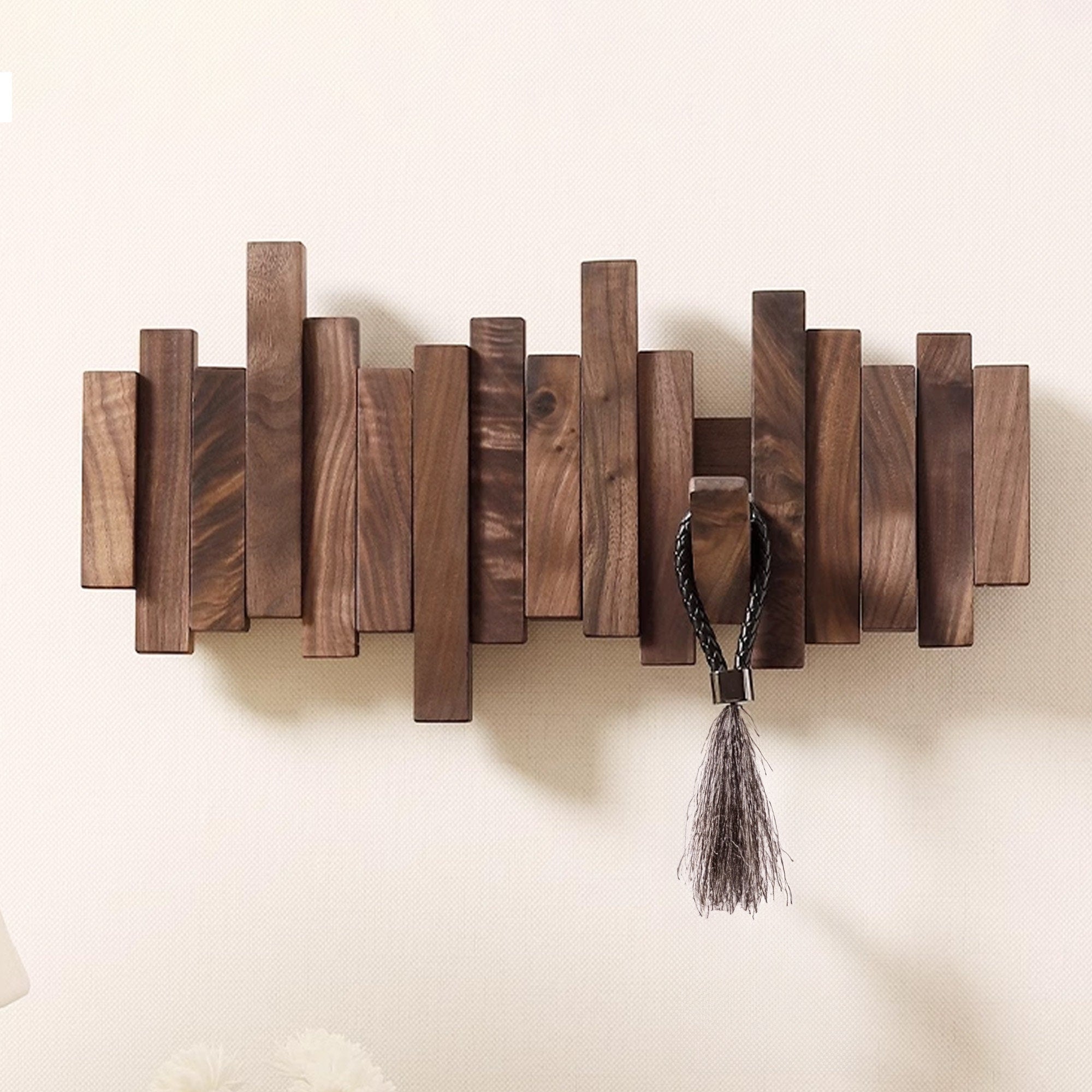 Walnut Wood Piano Coat Rack